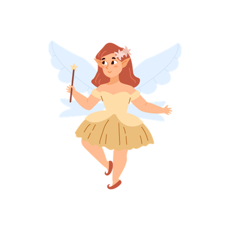 Magic fairy with wand and wings  Illustration