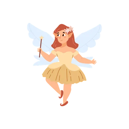 Magic fairy with wand and wings  Illustration