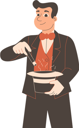 Magician doing magic in magic show  Illustration