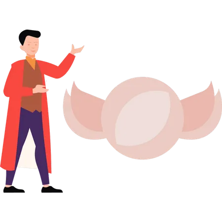 Magician performing a trick  Illustration