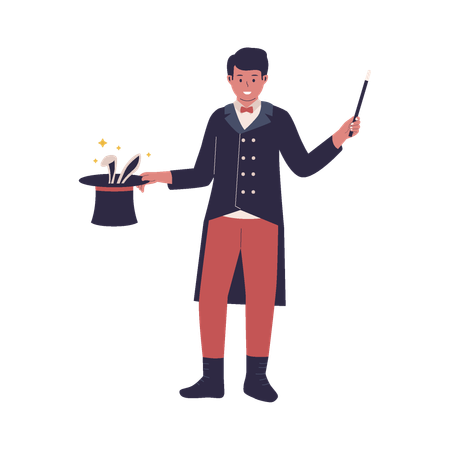 Magician performing magic show in circus  Illustration