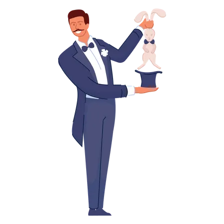 Magician Performing Tricks  Illustration