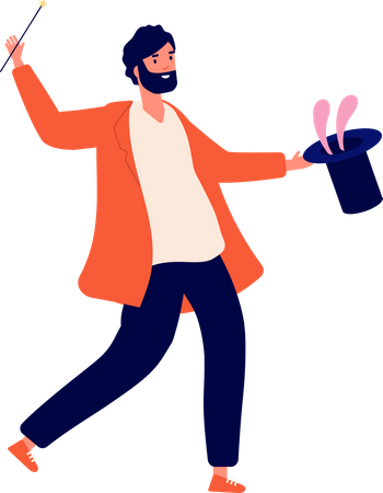 Magician Performing Tricks  Illustration