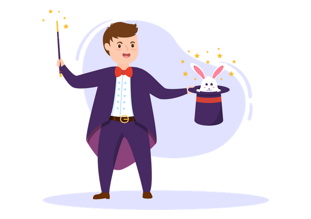 Magician Performing Tricks  Illustration