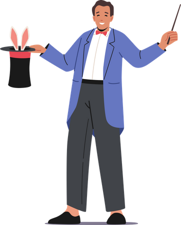 Magician Performing Tricks  Illustration