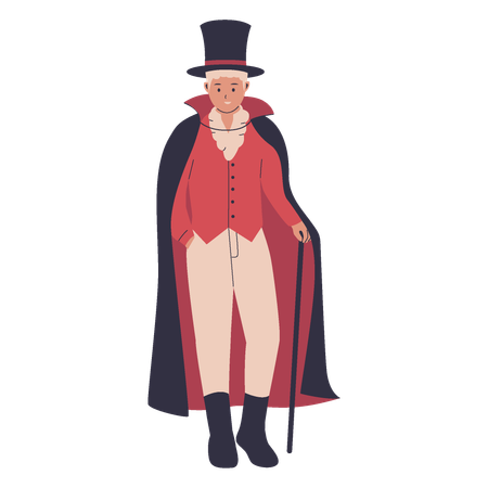 Magician standing with stick  Illustration