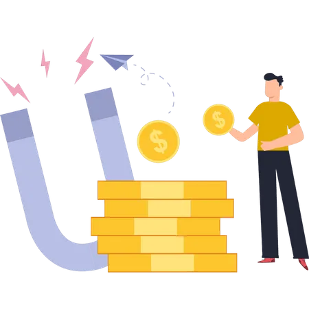 A Magnet Is Attracting Money Illustration
