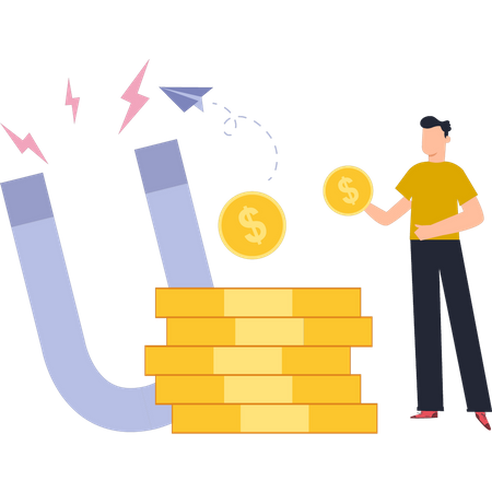 Magnet Attracting Money  Illustration