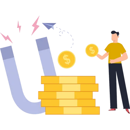 Magnet Attracting Money  Illustration