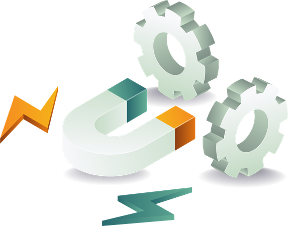 Magnetic process gear with attracts clients  Illustration