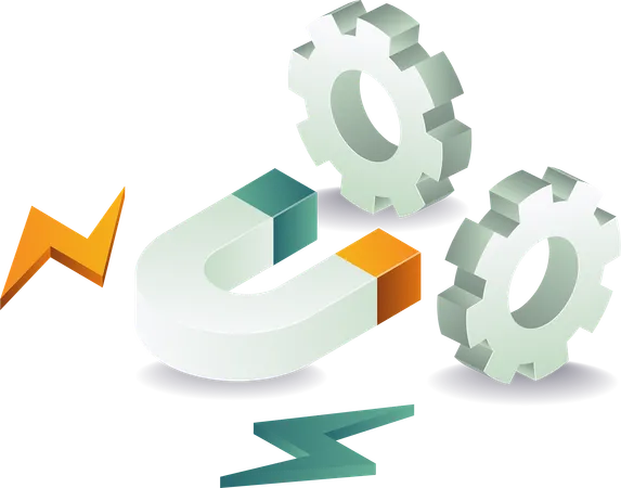 Magnetic process gear with attracts clients  Illustration