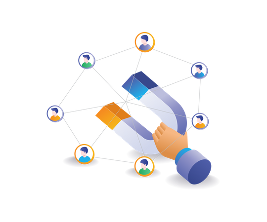 Magnets attract sales customers  Illustration
