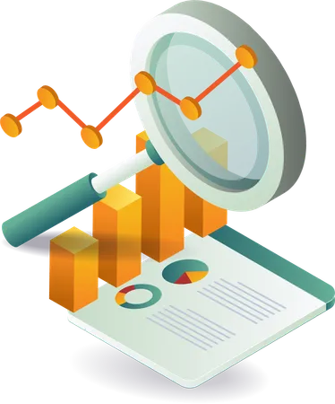 Magnifying glass on top of graph paper  Illustration