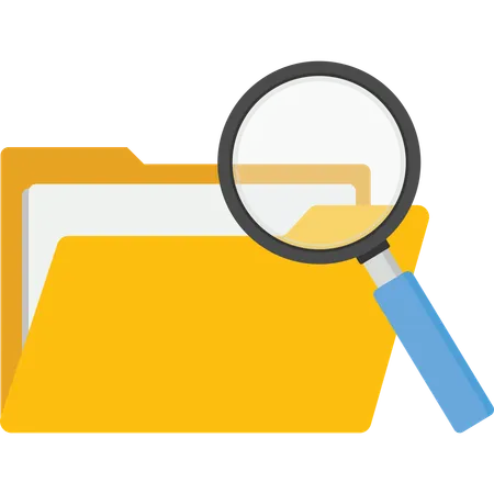 File Search Magnifying Glass With File Folder Illustration