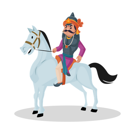 Maharana Pratap andando a cavalo  Ilustração