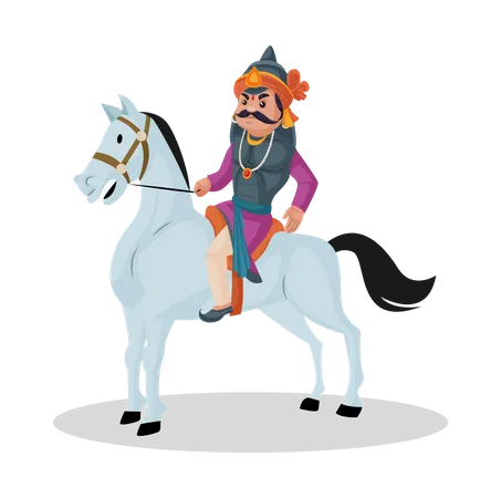 Maharana Pratap andando a cavalo  Ilustração