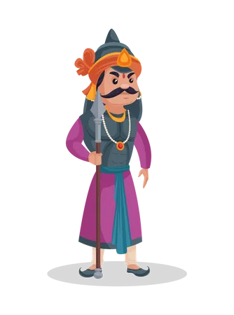 Maharana Pratap mit Schwert  Illustration