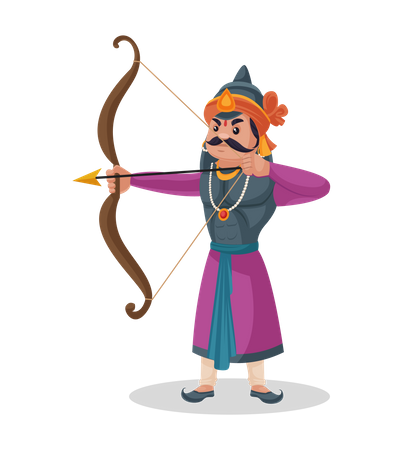 Maharana Pratap holding bow and arrow  Illustration