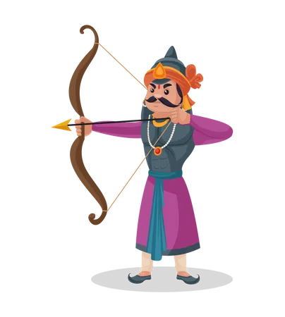 Maharana Pratap holding bow and arrow  Illustration