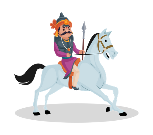 Maharana Pratap entrando em guerra  Ilustração