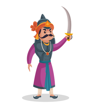 Maharana Pratap raising his sword in air  Illustration