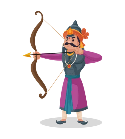 Maharana Pratap segurando arco e flecha  Ilustração