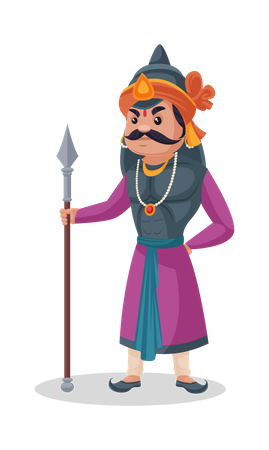 Maharana Pratap segurando o dardo  Ilustração