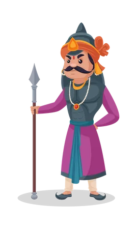 Maharana Pratap segurando o dardo  Ilustração