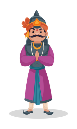 Maharana Pratap standing in welcome pose  Illustration