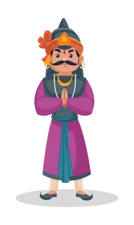 Maharana Pratap standing in welcome pose  Illustration