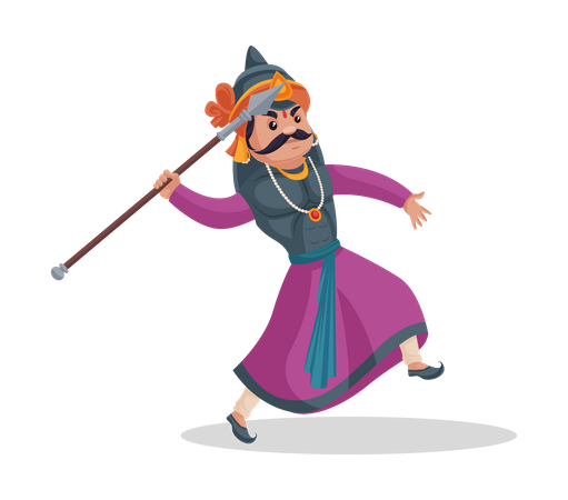 Maharana Pratap throwing Javelin  Illustration