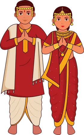 Jeune couple de mariage maharashtrien  Illustration