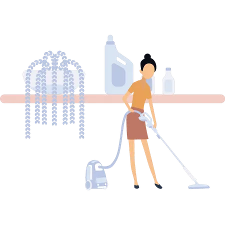 The Maid Is Cleaning The Floor Illustration