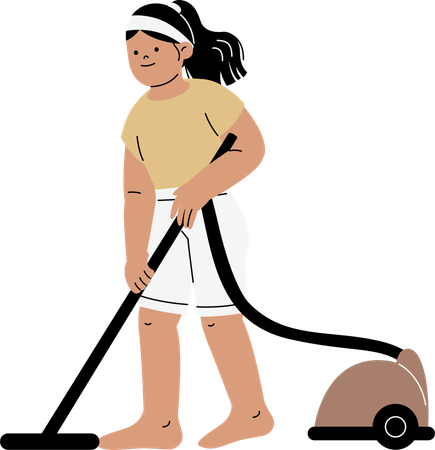 Maid cleaning floor using vacuum cleaner  Illustration