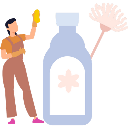 Maid holding cloth  Illustration