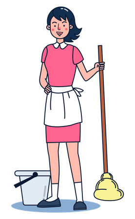 Maid mopping floor  Illustration