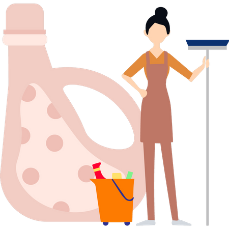Maid standing  Illustration