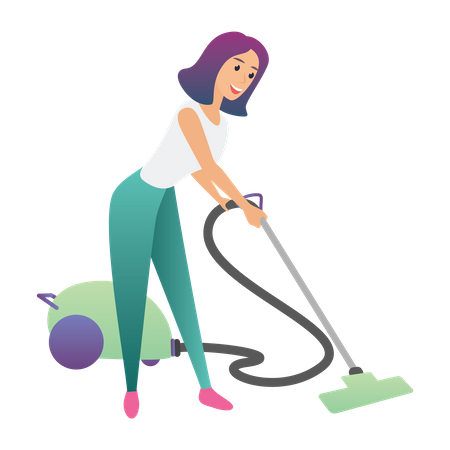 Maid vacuuming floor  Illustration
