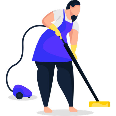 Maid vacuuming floor  Illustration