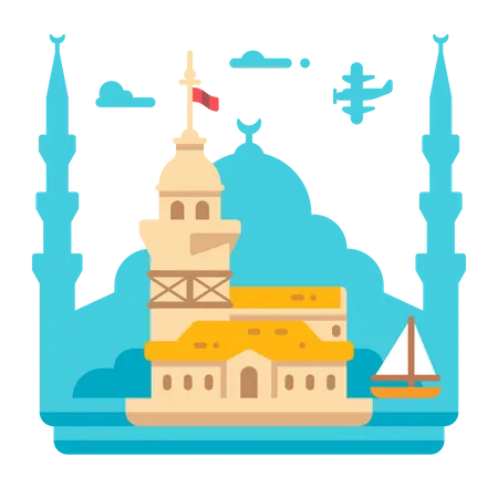 Maiden Tower Istanbul Illustration