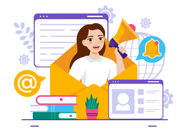 Email Service Vector Illustration With File Correspondence Delivery Electronic Mail Message And Business Marketing In Flat Cartoon Background Illustration