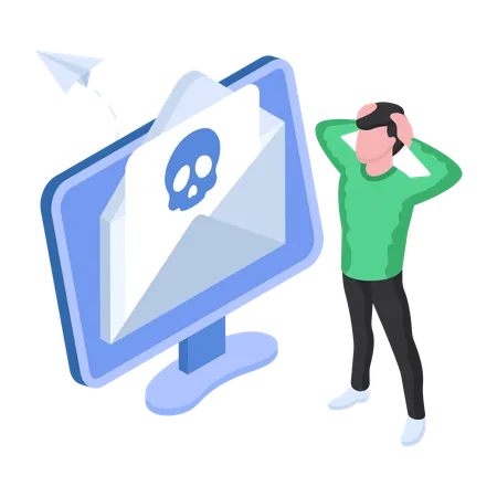 Unique Design Illustration Of Mail Hacking Illustration