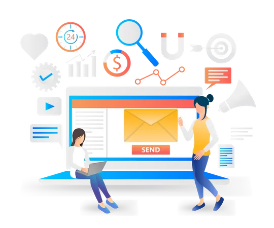 Illustration Of Digital Email Marketing Strategy Illustration