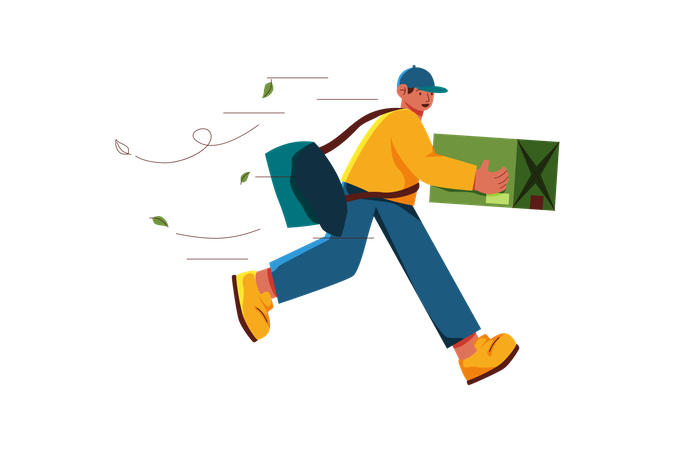 Mailman running for express delivery Illustration