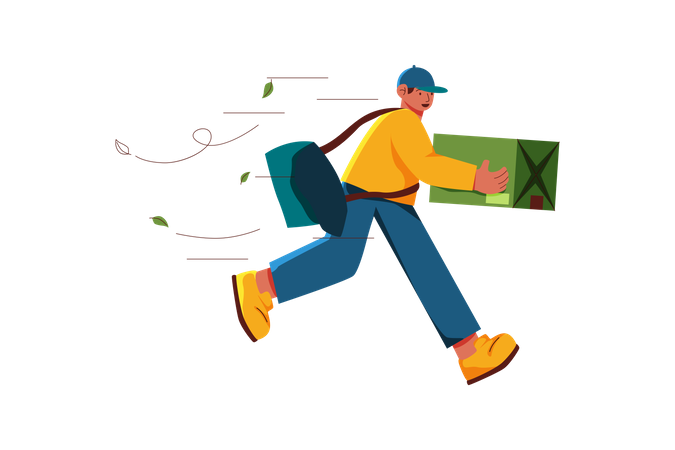 Mailman running for express delivery  Illustration