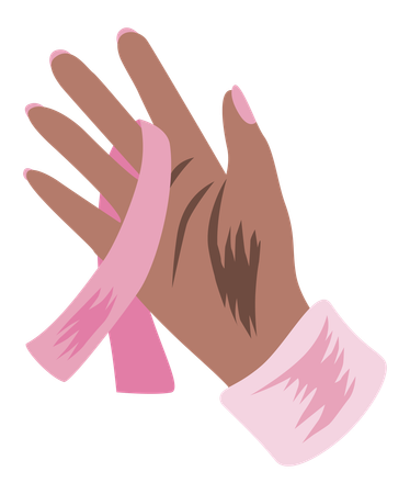 Main avec ruban rose pour la sensibilisation au cancer du sein  Illustration