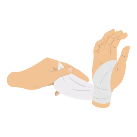 Main blessée avec un bandage  Illustration