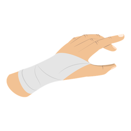 Main blessée avec un bandage  Illustration