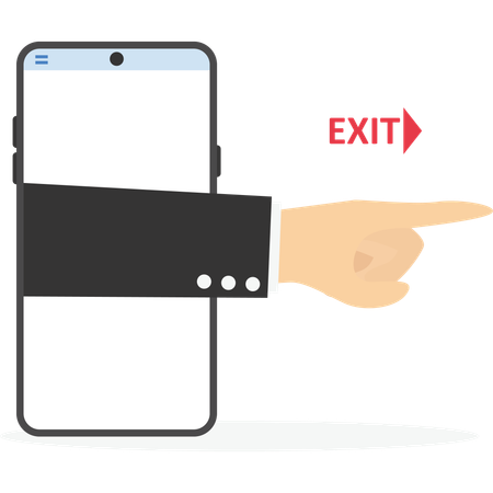 Main pointant le doigt, sortant de l'écran du téléphone portable  Illustration