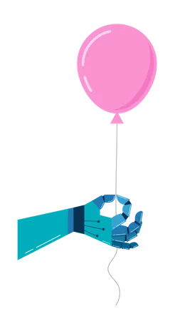 Main robotique avec un ballon rose  Illustration